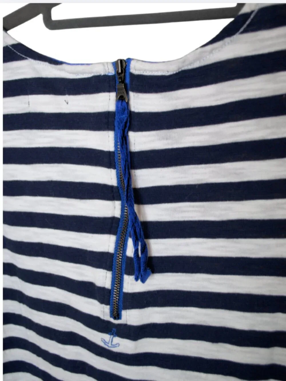 Hatley Navy& White Striped Nautical Dress with 3/4 Sleeves & Bright Blue Accents
